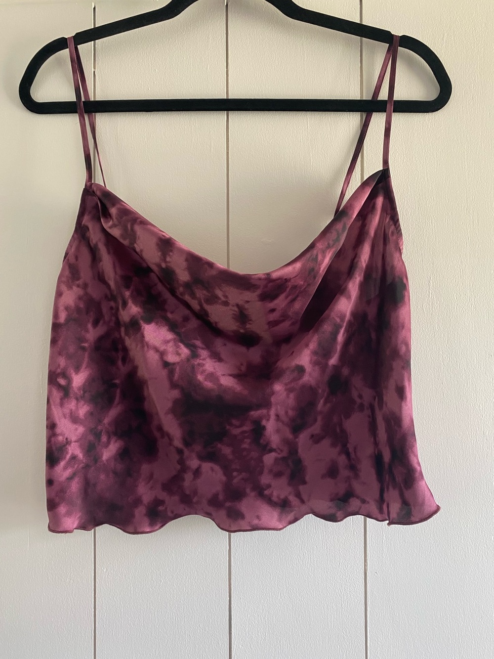 Urban Outfitters Satin Cropped Tank Purple Tie Dye